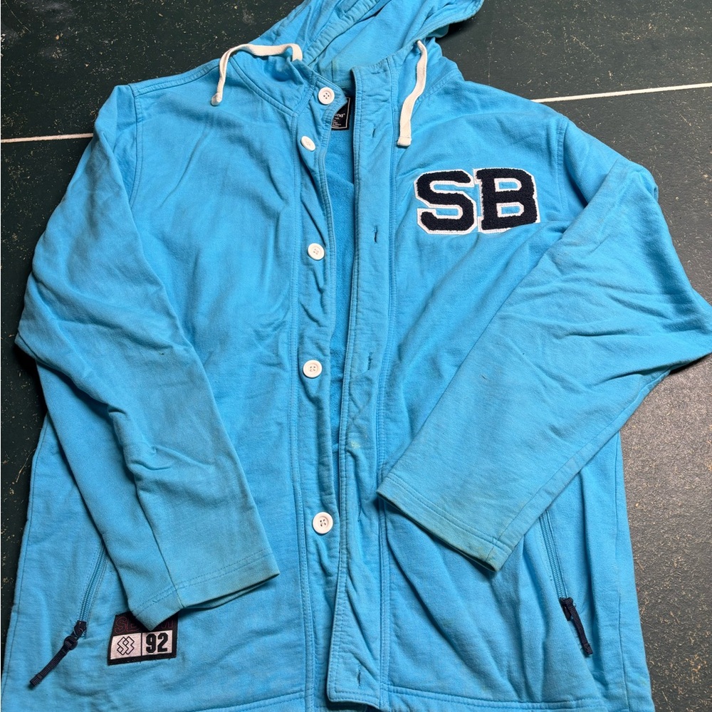 Burton Blue Sweater with Hood and Zipper